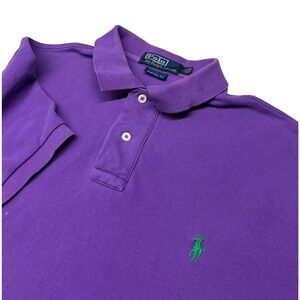 Polo Ralph Lauren Polo Shirt Mens L Purple Custom Fit Green Pony Short Sleeve